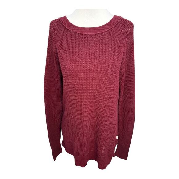 American Eagle Women's Red Knit‎ Pullover Sweater Size Medium Casual Crew Neck - Picture 1 of 7